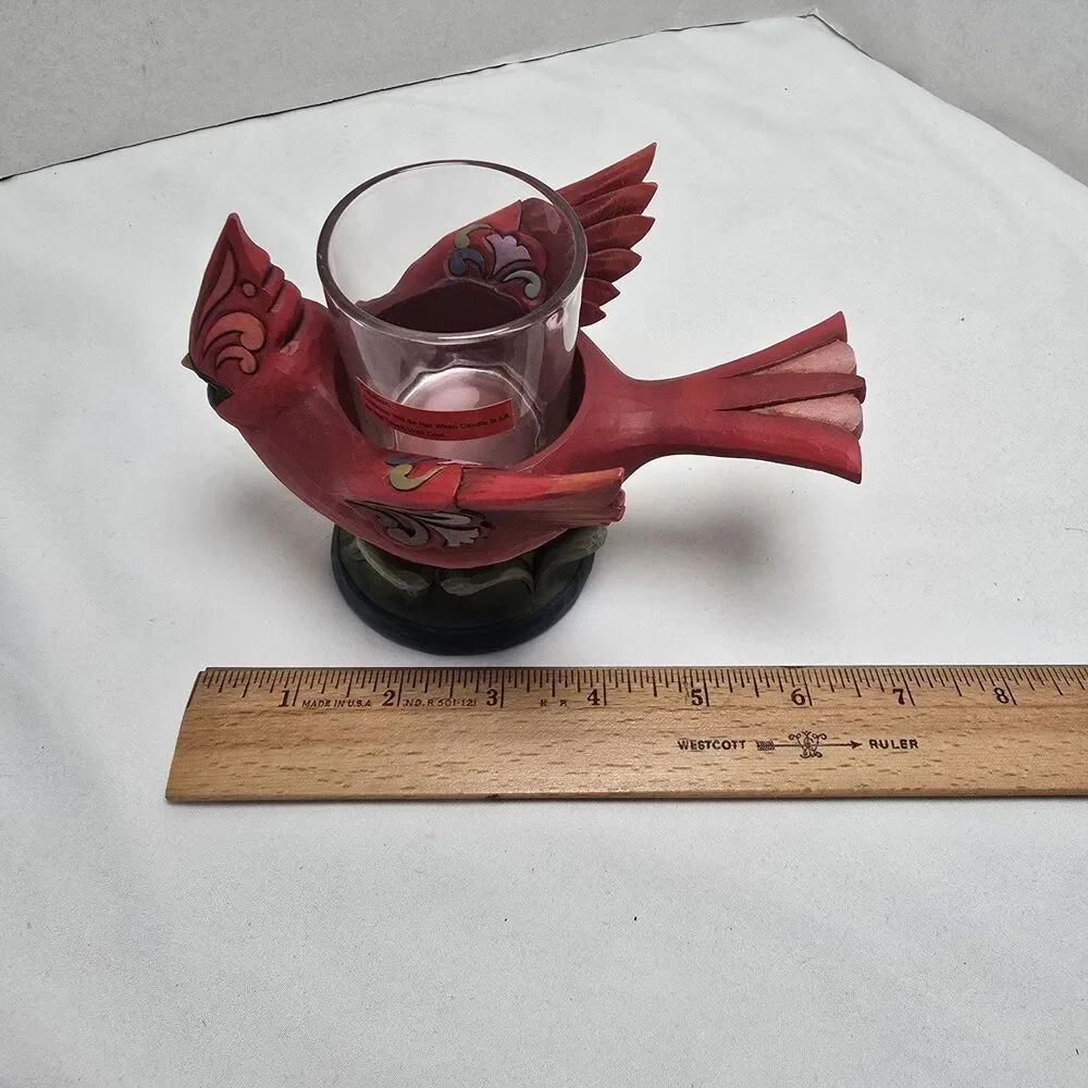 Jim Shore Heartwood Creek Cardinal with Tea Light/Votive Holder 4022565 Enesco